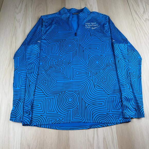 Nike Dri Fit Mens Blue Nike Sport & Sanctuary Club Half Zip Running Top Size M - Picture 1 of 11